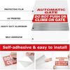 Automatic Gate Signs 12 × 8 Inches Aluminum Notice Do Not Push or Climb on Gate Signage Electronic Sel-Adhesive Outdoor for Shop Office Safety