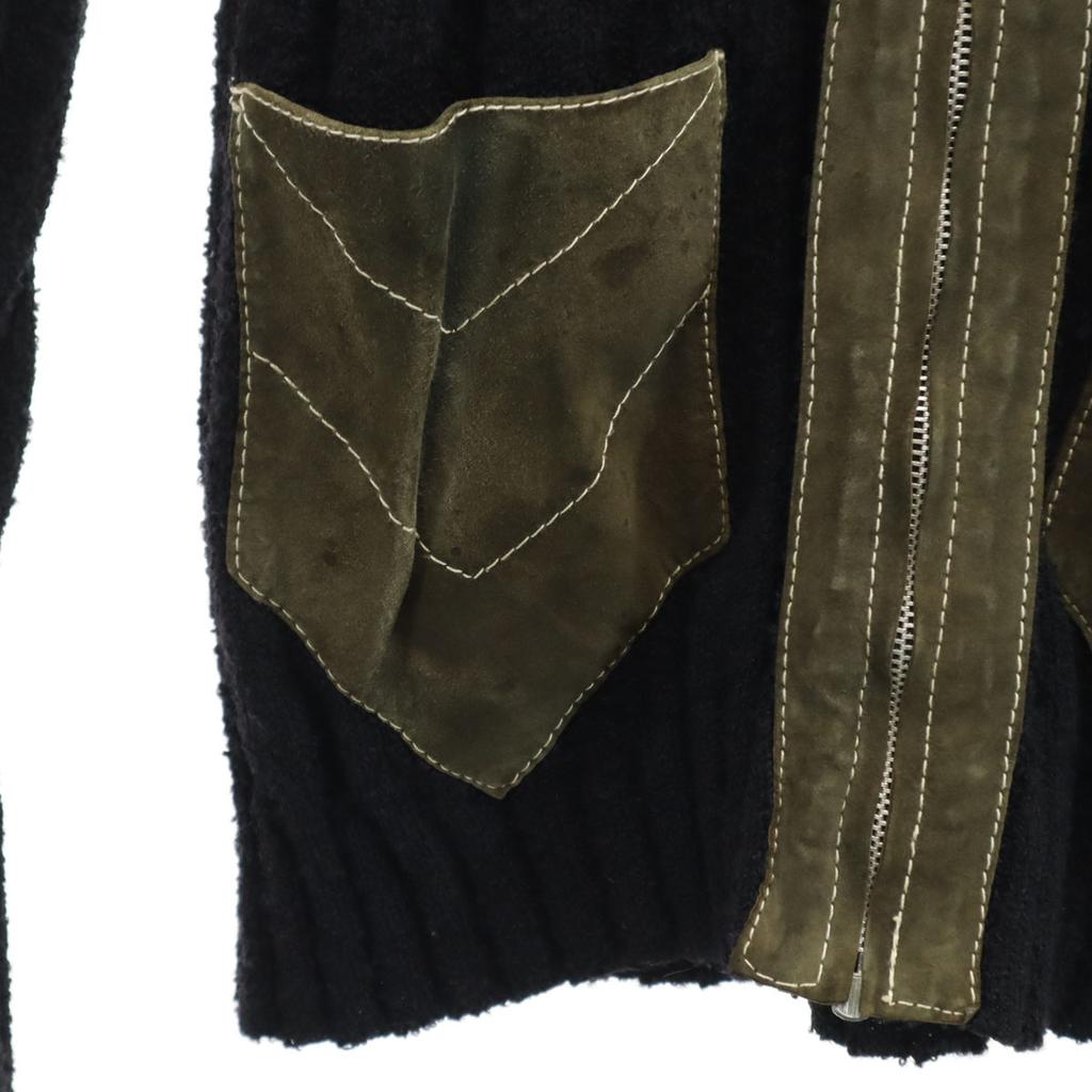 Nc Candido 70s Made In Italy Vintage Genuine Leather Switching Knit Jacket Men's Used