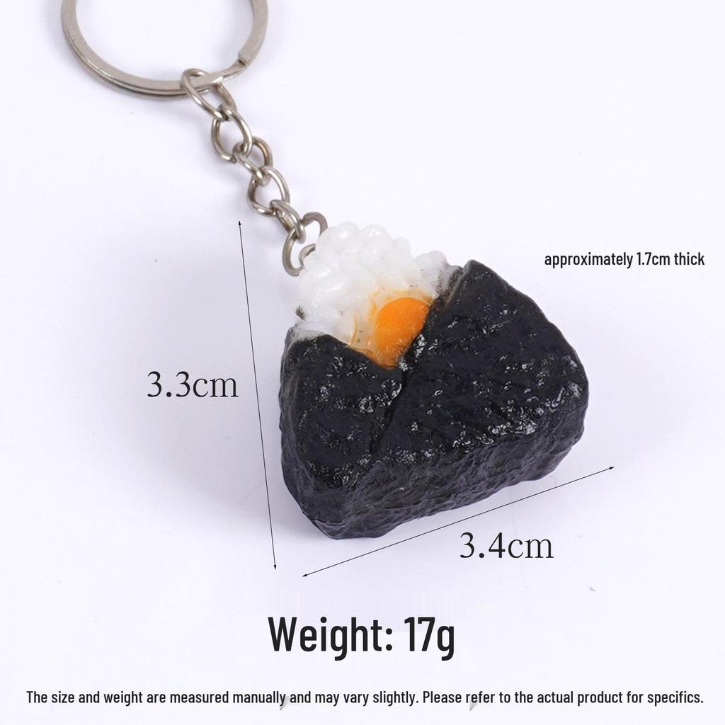 PVC Sushi Onigiri Keychain: Japanese Cuisine Nori-Wrapped Rice Bag Charm