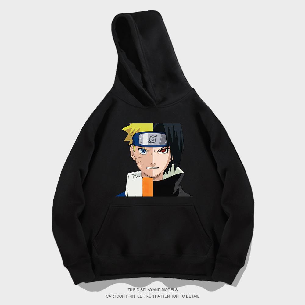 Japanese anime hooded sweater men s and women s spring and autumn tide brand write wheel eye Naruto Sasuke teen student coat XXS