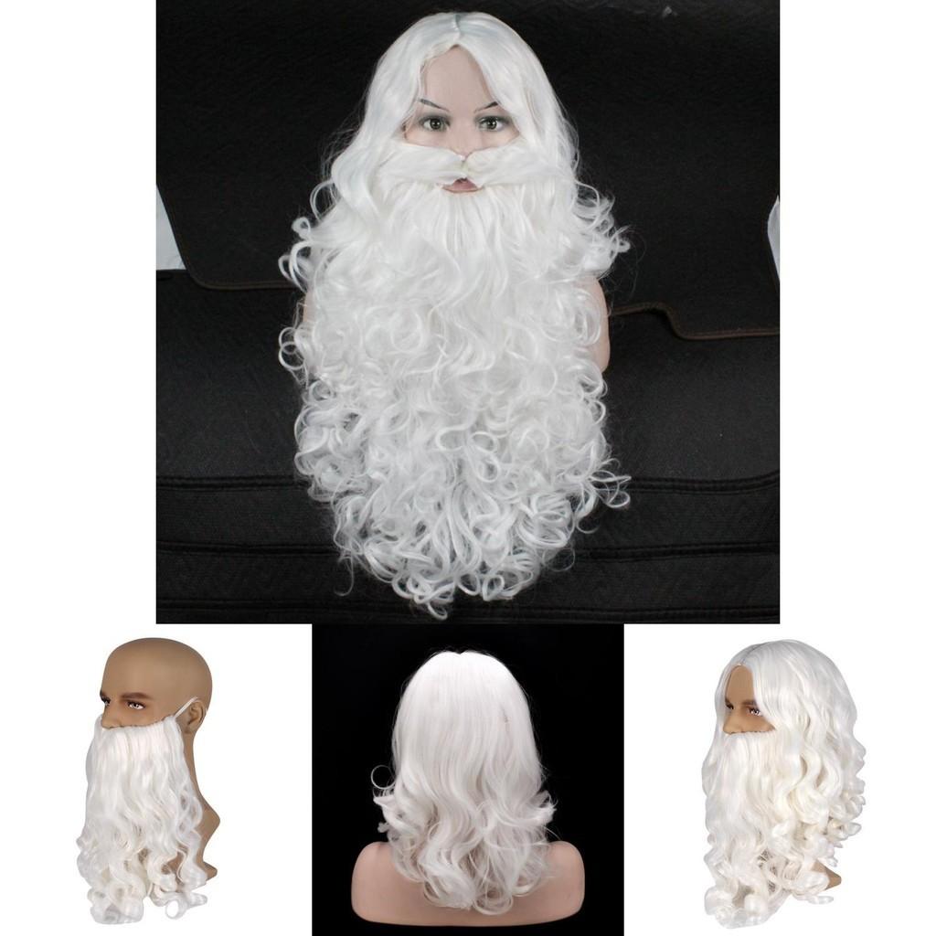 Weihnachten Weihnachtsmann Bart Perücke Erwachsener Cosplay Kostüm Zubehör Hohe Qualität Hitzebeständige Synthetische Faser