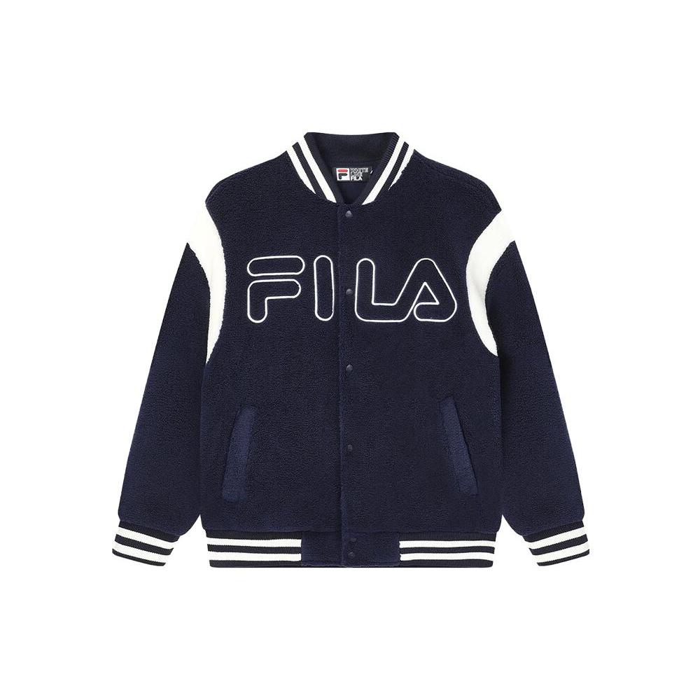 New FILA Baseball Jacket Outerwear Men's Dark Silent Blue F11M349502F-DB