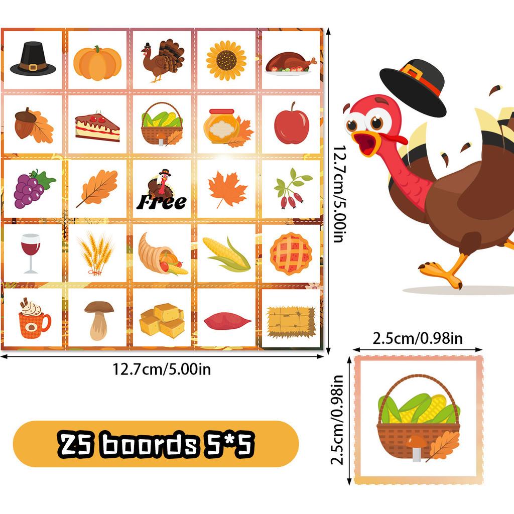 Party Themed Thanksgiving Fun Bingo Game Set With Paper Cards And Call Sheets