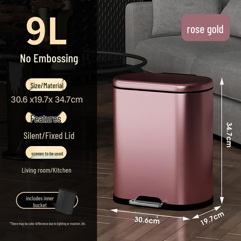Stainless Steel Soft-Close Foot-Operated Trash Can for Kitchen, Living Room, and Bathroom