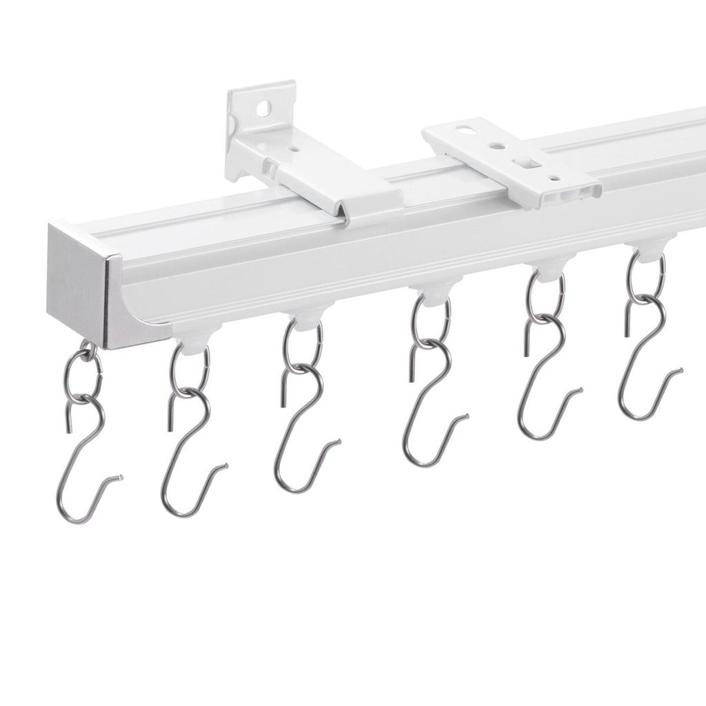 Ceiling Curtain Track Set 17.7 FT/5.4 Meter Room Divider with Hooks White
