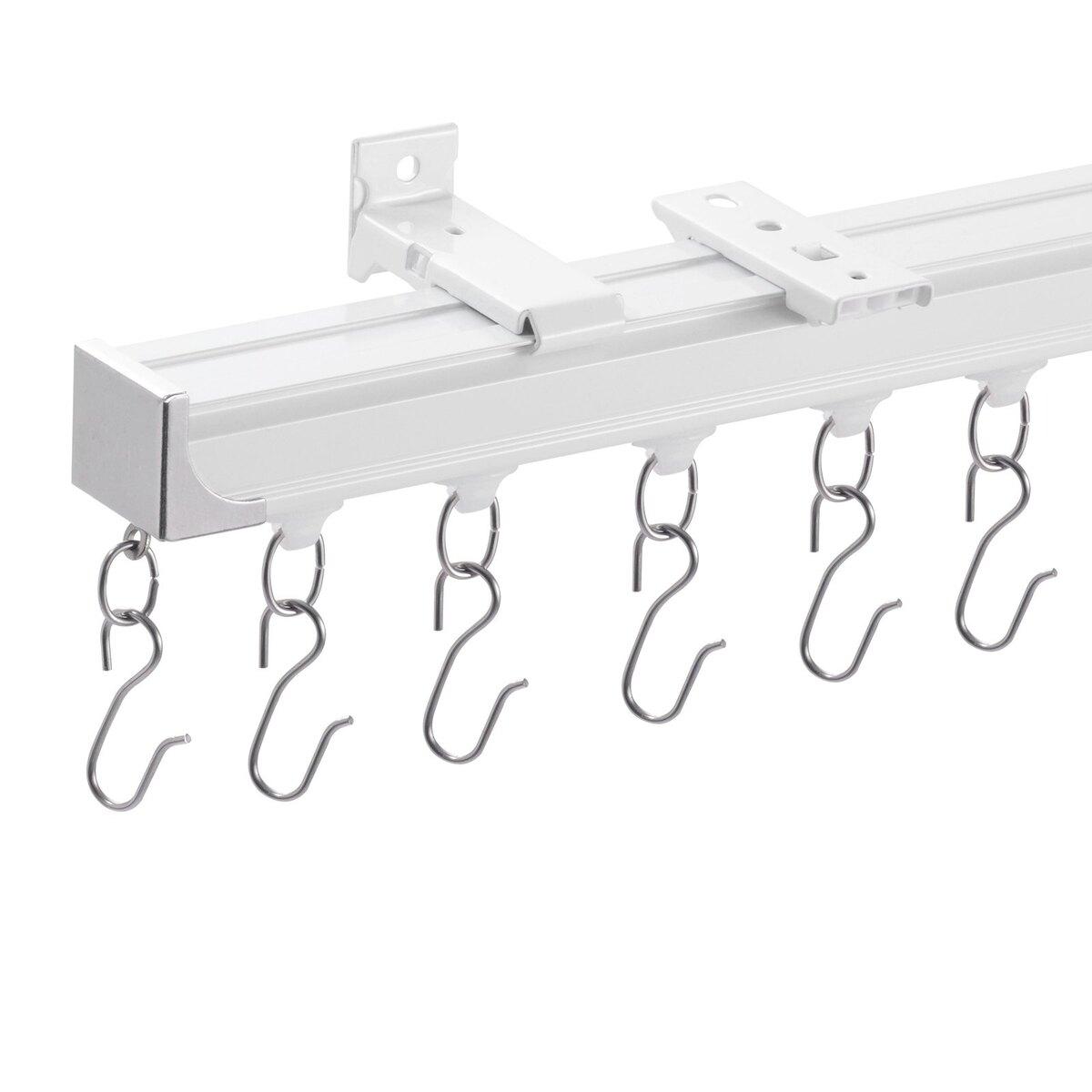 Ensemble de tringle à rideaux de plafond 8,9 pieds / 2,7 mètres Séparateur de pièce avec crochets Blanc