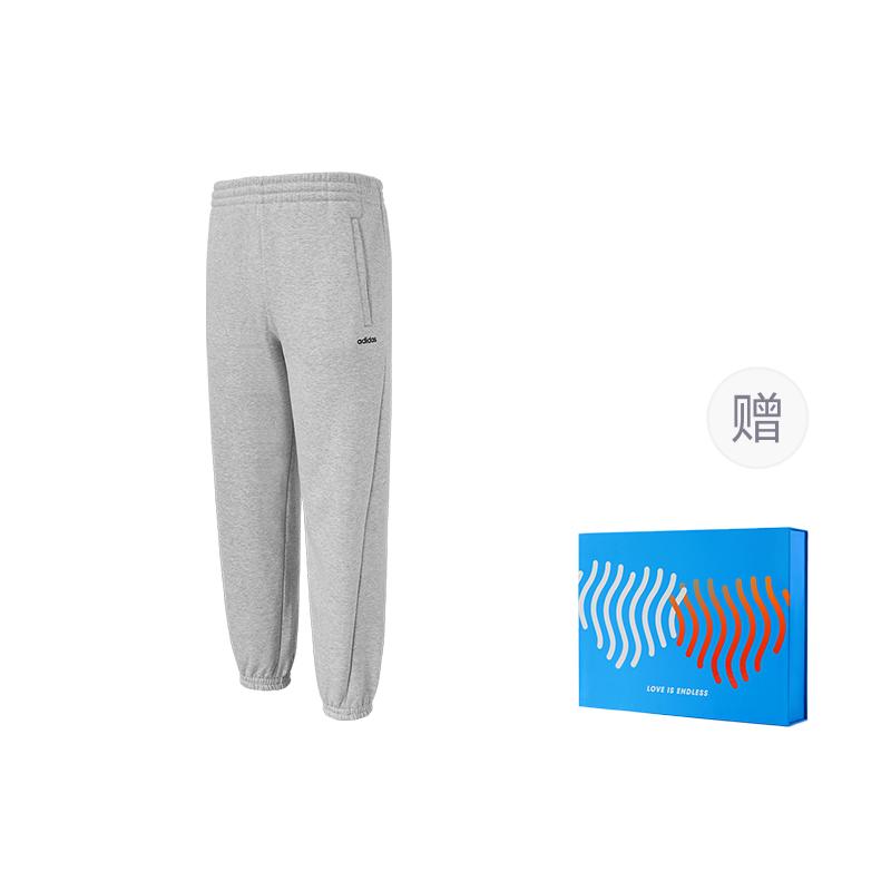 adidas Solid Color Fleece Lined Elastic Cuff Knitted Sweatpants Men's Light Gray JX9404