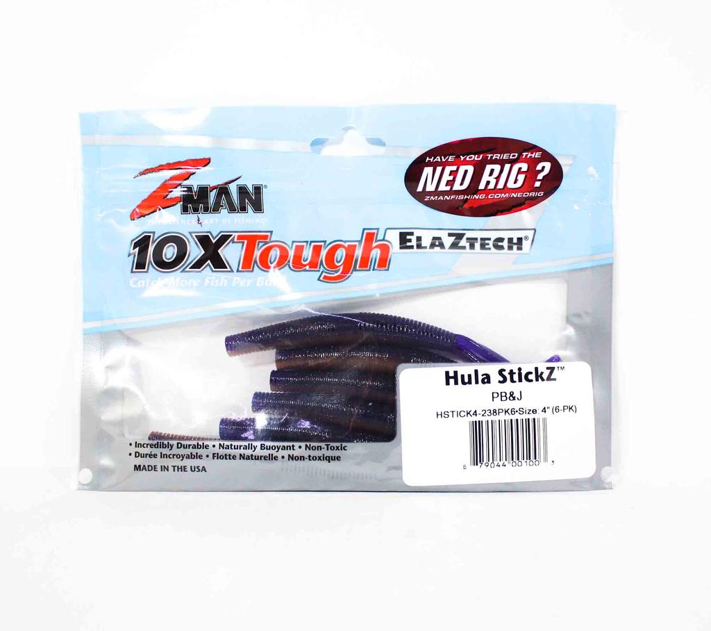 Zman Soft Lure Hula Stickz 4 Inch 6/Pack PB & J (1003)