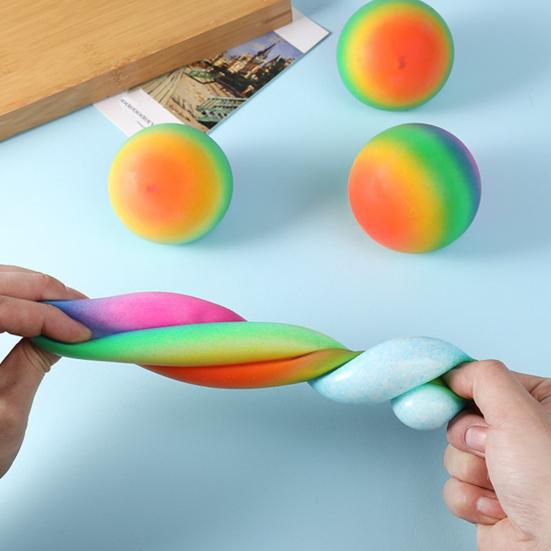 Stress Relief Flour Ball Toy Rainbow Color Changing Stress Ball Fidget Toy Home Office Desk Toy Decompression Gadget