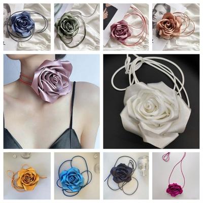 Body Chain Rose Choker Belt Satin Necklace Vintage Waist Chain  for Dress Accessories