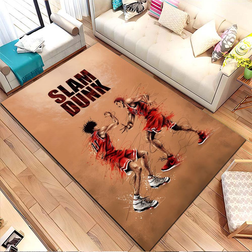 Basketball Duel Art - Slam Dunk Patterned carpet, non slip mat suitable for living room and bedroom sofas