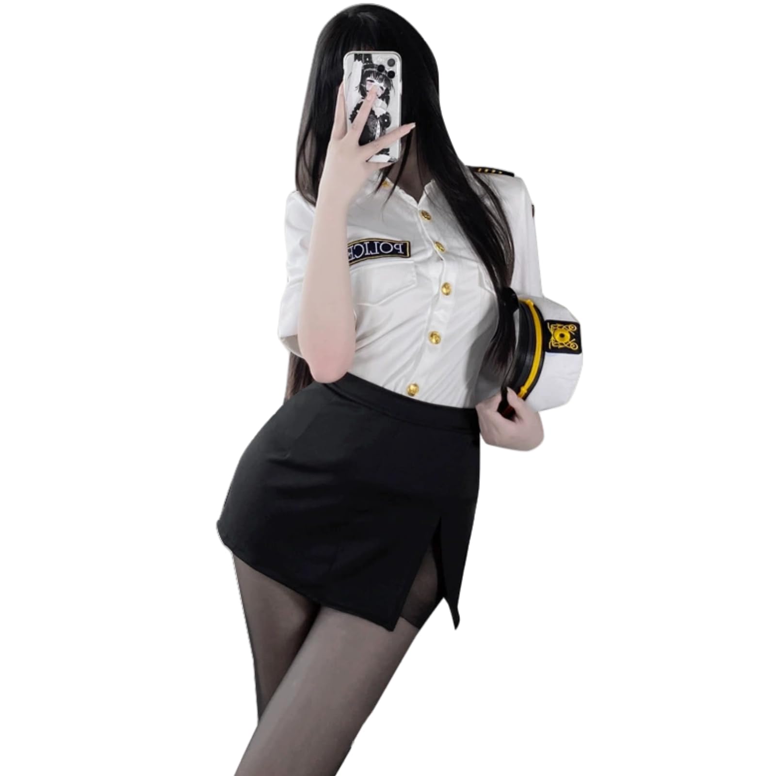 

Костюм для косплея полицейского COSSA для костюма полицейской униформы с мини-юбкой Размер Хэллоуин, Женский (Белый, XL) белый