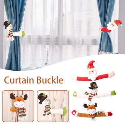 Christmas Curtain Buckle Santa Elk Elf Doll Xmas Ornaments Santa Claus Snowman Elk Shape Curtain Tieback Navidad New Year 2026