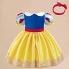 European & American Snow White Birthday Cosplay Dress - Baby's First Birthday Mesh Skirt for Children's Festival Performance