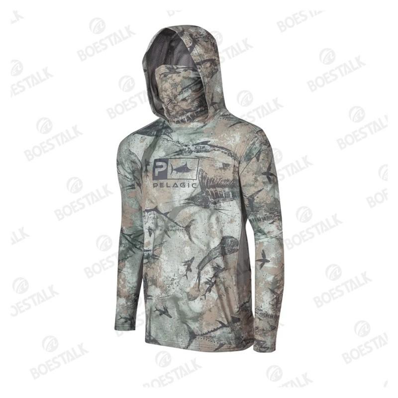 Pelagic Fishing Shirt Men Long Sleeve UPF 50 Sun Protection Quick Dry Gear With Hood