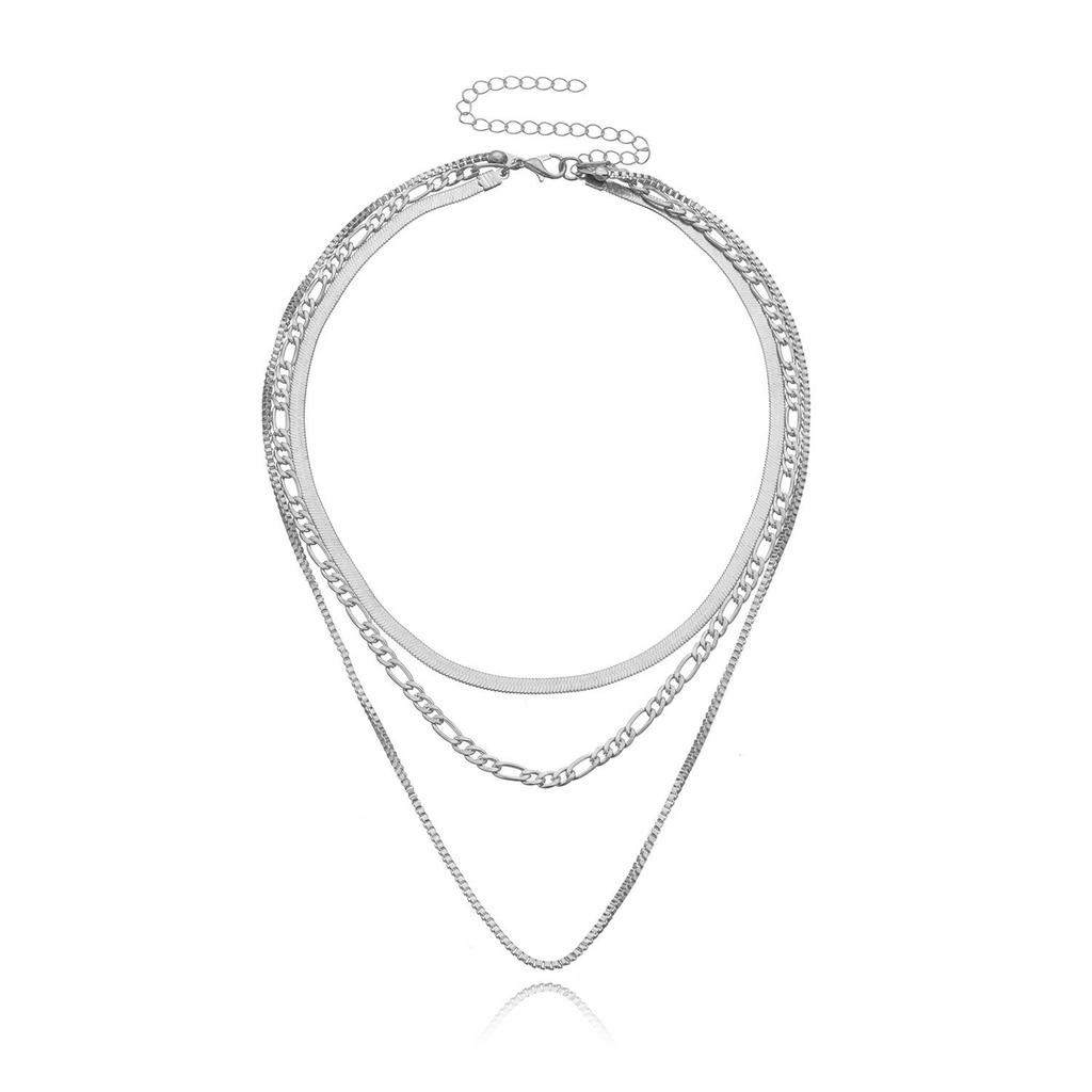 Hip-hop Geometric Exaggeration Multi-layer Necklace Female Punk Popular Short Necklace Necklace