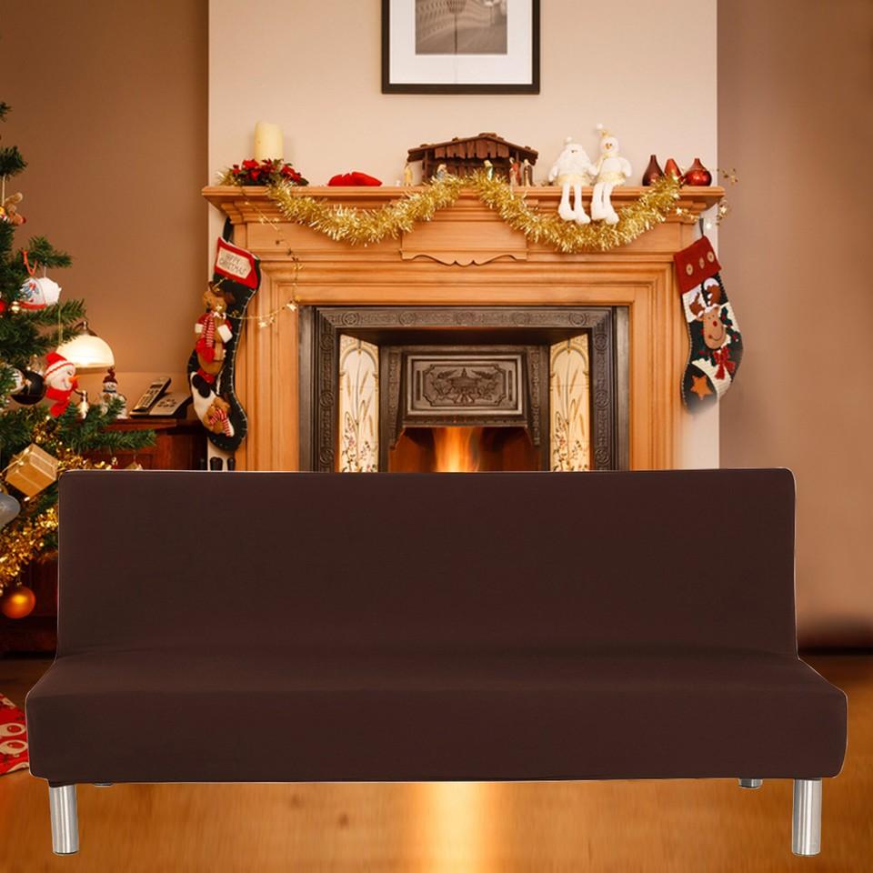 Folding Sofa Bed Cover Polyester Elastic Armless Couch Cover Futon Slipcover Protector