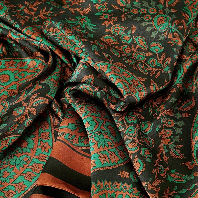 180*90cm Stort Silkesatengskjerf Dame Cashewnøttblomst Trykt Skjerf Vår- og Sommerstiler Nytt Sjal Wrap Kvinnehånd NY