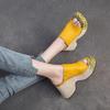 Fashion GKTINOO Thick-soled Outerwear Slippers Platform High Heel Summer Shoes Women Open Toe Genuine Leather Moccasin Height Increasing