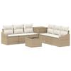 8 Piece Sofa Set Beige and Cream White Poly Rattan and Steel