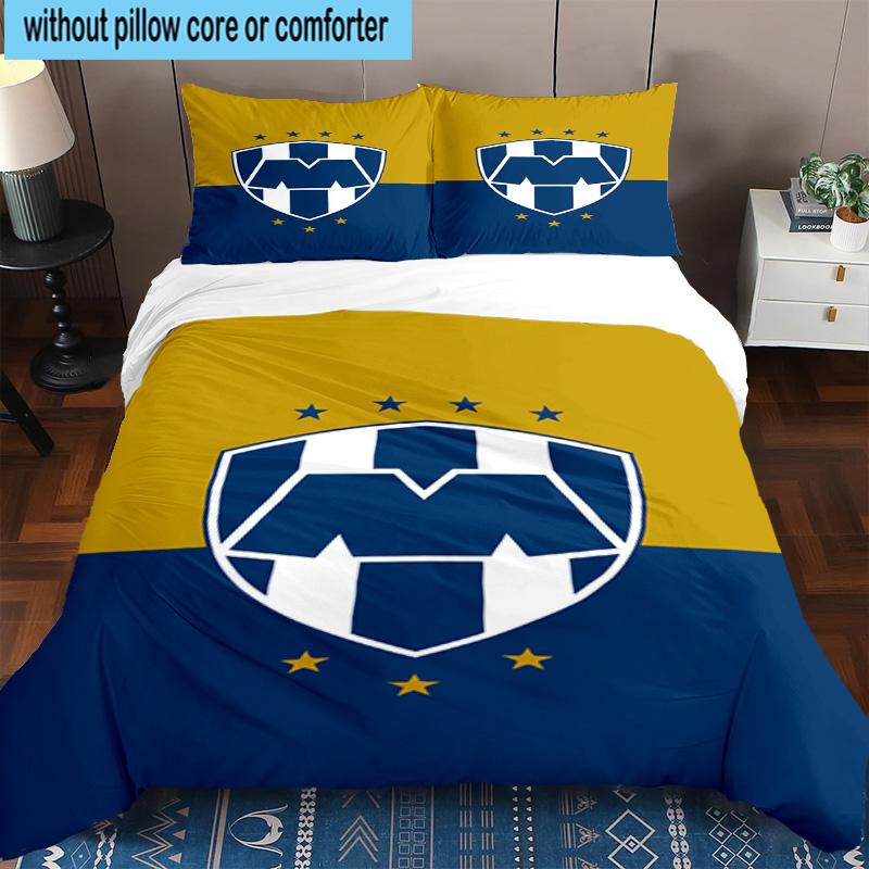 3pcs C.F.Monterrey Football Crest Art Printed Bedding Set Duvet Cover Closure Includes 1 Duvet Cover & 2 Pillowcases Bedding Sets Home Decor Gifts