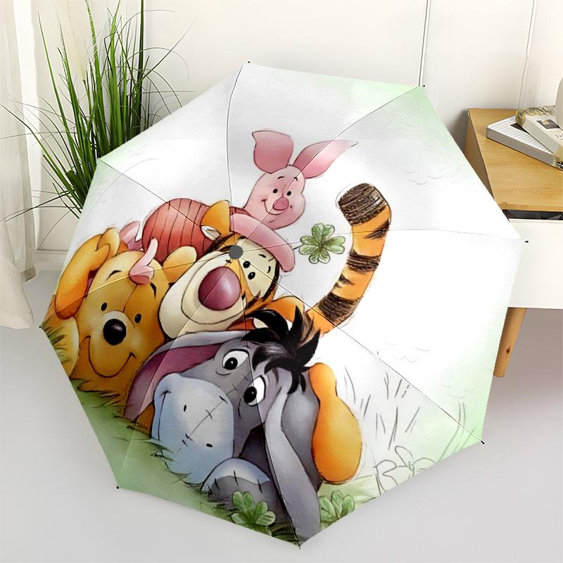 

Winnie and friends Themed Travel Umbrella-8 Ribs Automatic Opening and Closing, Portable Folding Design, Compact and Stylish Umbrella