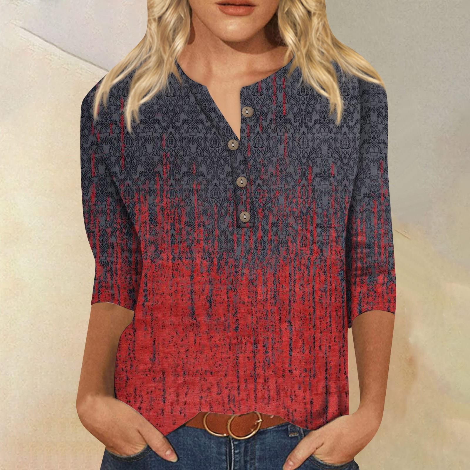 

Женская мода, повседневный топ с длинным рукавом, семь частей, пуговицы, воротник с принтом в стиле ретро S красный