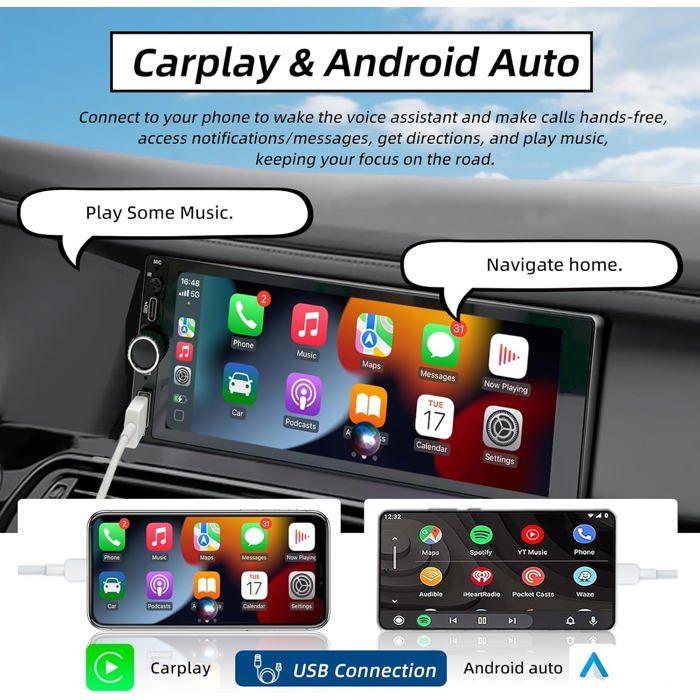 Autoradio 1 DIN - UNDERSCORE - CarPlay - Écran Tactile 6.86" HD - Caméra de Recul - Bluetooth Mains Libres