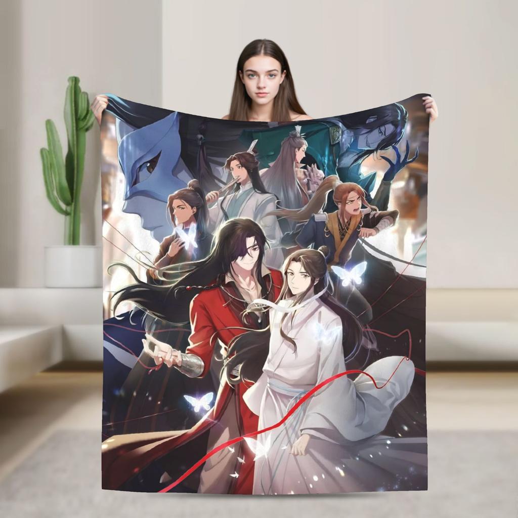Heaven Official's Blessing Blanket  Soft Funny Plush Throw Blanket For Living Room Decorative Flannel Bedspread Bed Cover