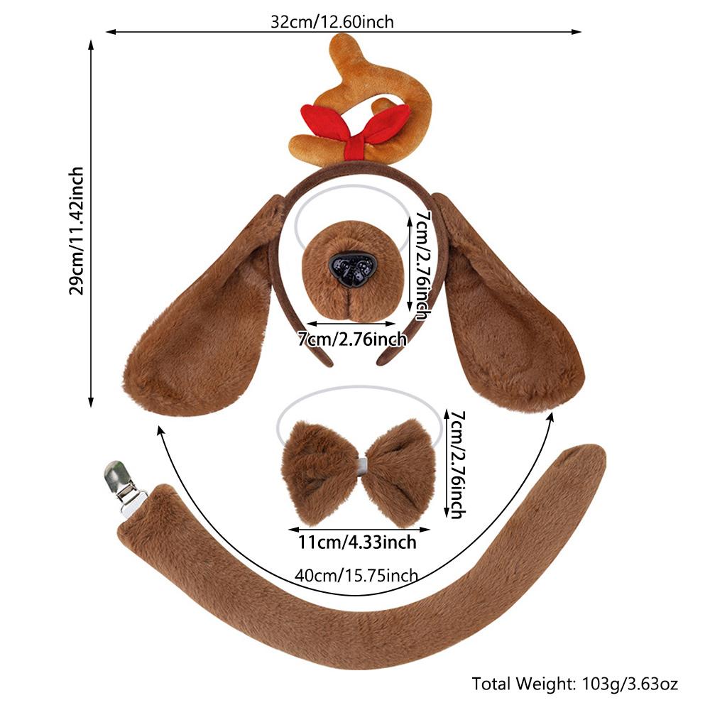 Halloween Headband Nose Tail Bow Tie Holiday Masquerade Dog Cosplay Costume for Kids and Adults
