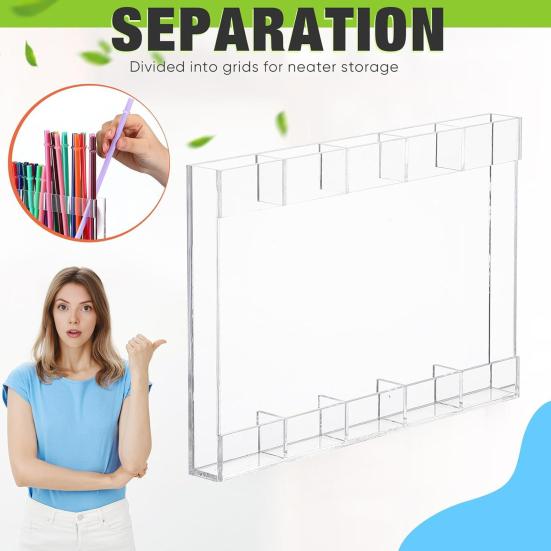 Acrylic Straw Holder with Double Sided Adhesive Tapes Transparent Reusable Tumbler Straw Organizer Storage Container