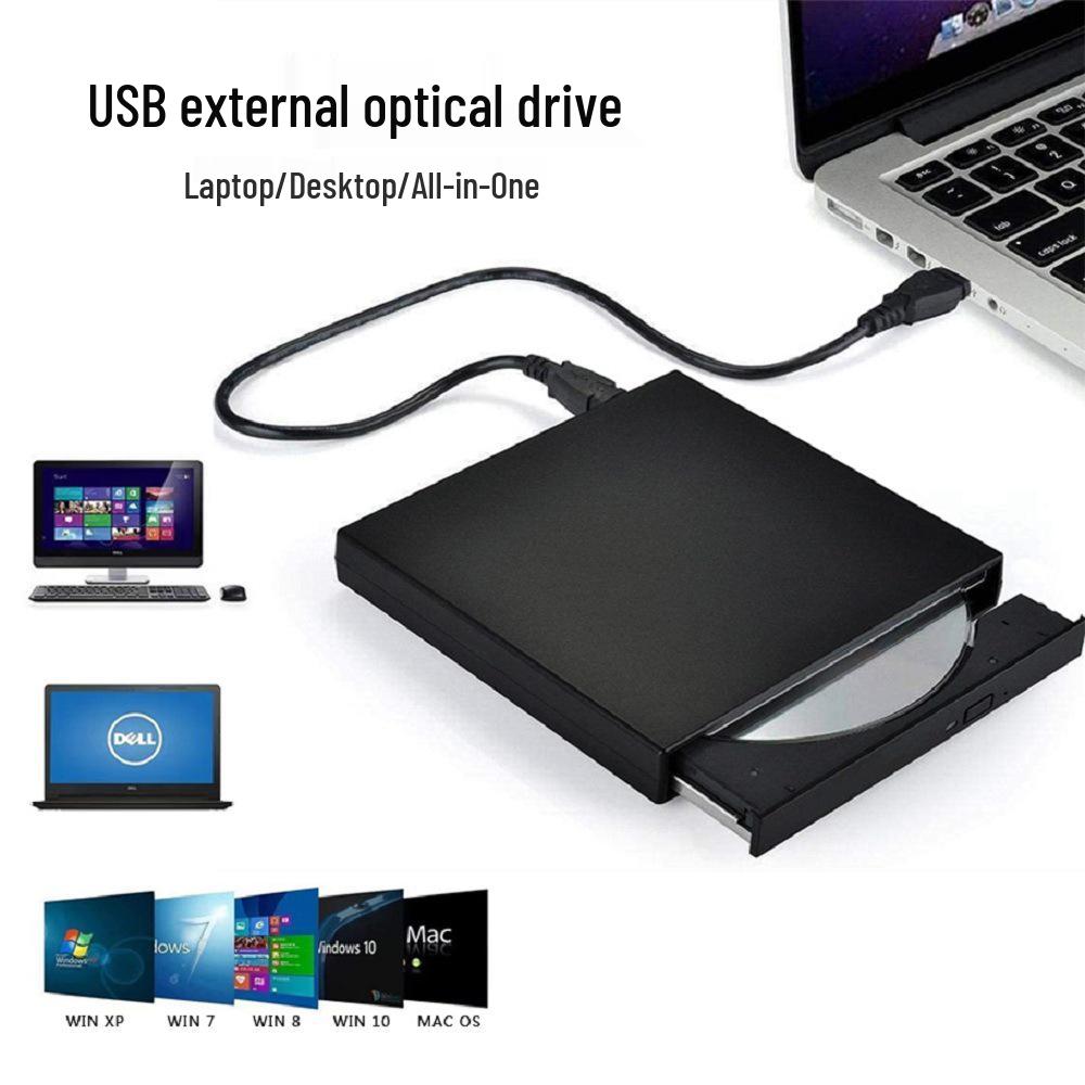

USB 2.0 External Optical Drive: Read/Write DVD & CD Burner for Computers Square Pattern (Read)