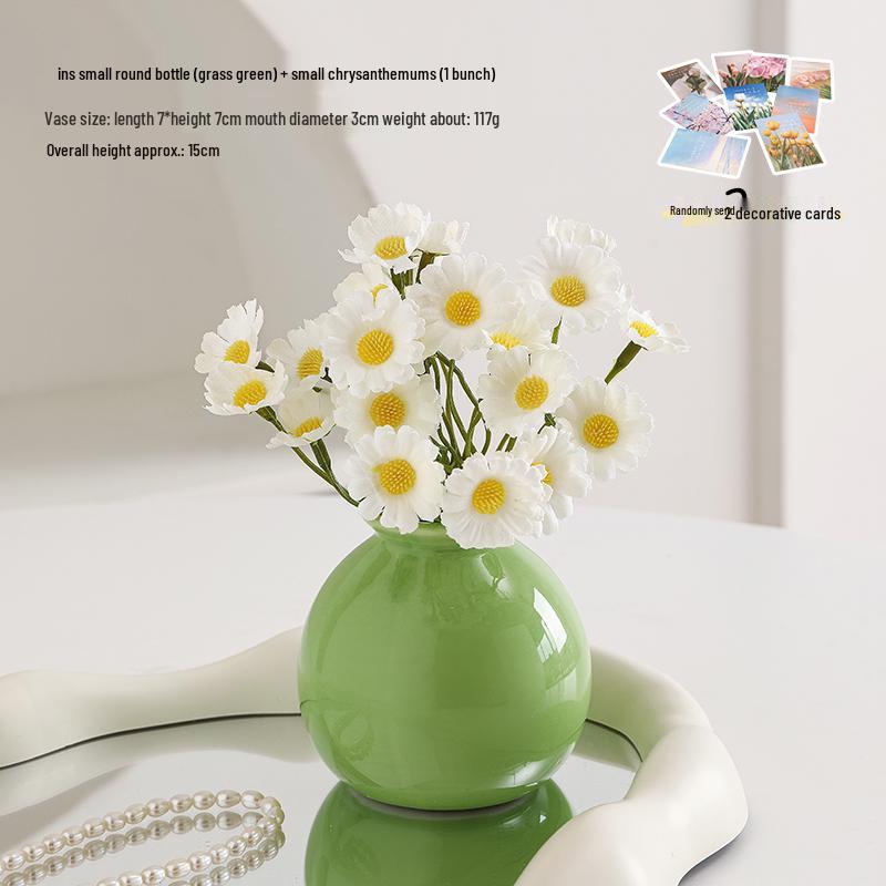 Small Ceramic Desktop Hydroponic Vase for Pothos - Simple Decorative Ornament for Office