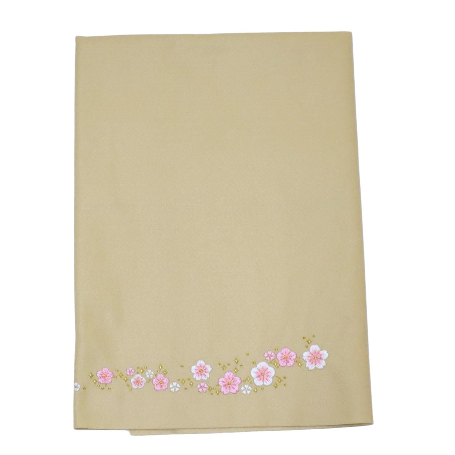 

Hina Doll Felt Mat (Mousen) for March Festival Display, Cherry Blossom Embroidery, Mocha, 75 x 55 cm