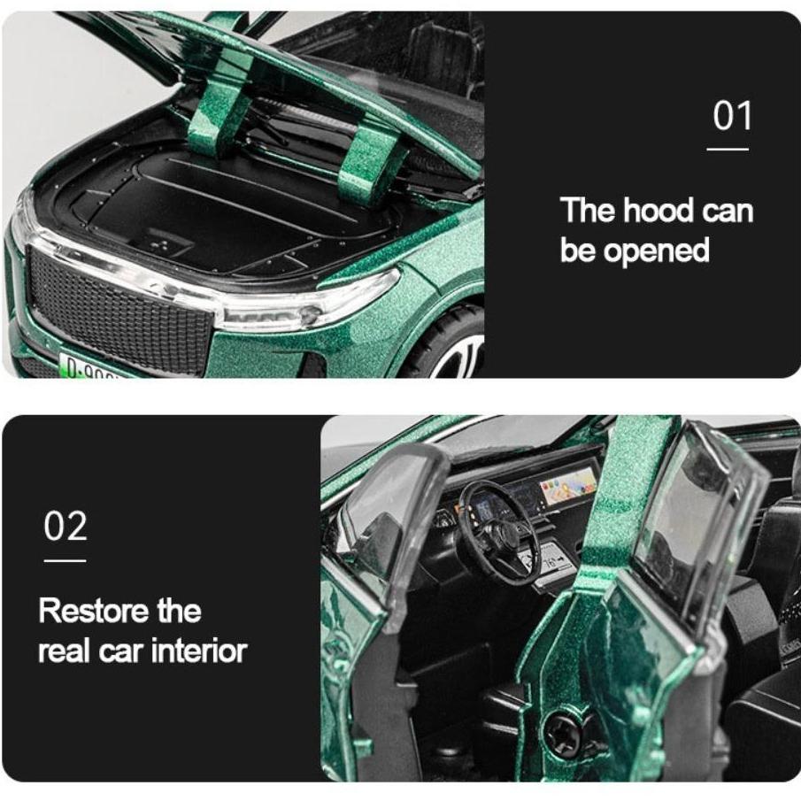 1/32 Přední ideální ONE EV slitina odlévaná z tlakového odlitku auta Model hračka Simulace vozidla Zatahovací zvuk Světelná kolekce Hračka pro děti Dárky