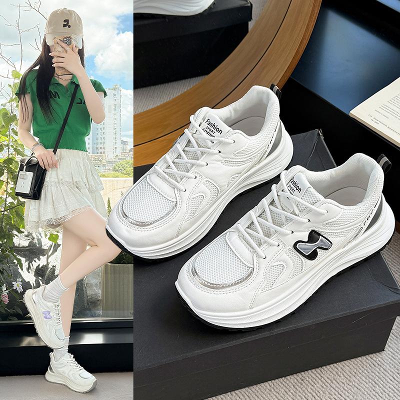 Popular thick-soled dad shoes for women 2025 autumn new mesh breathable soft-soled comfortable and versatile sports and leisure shoes