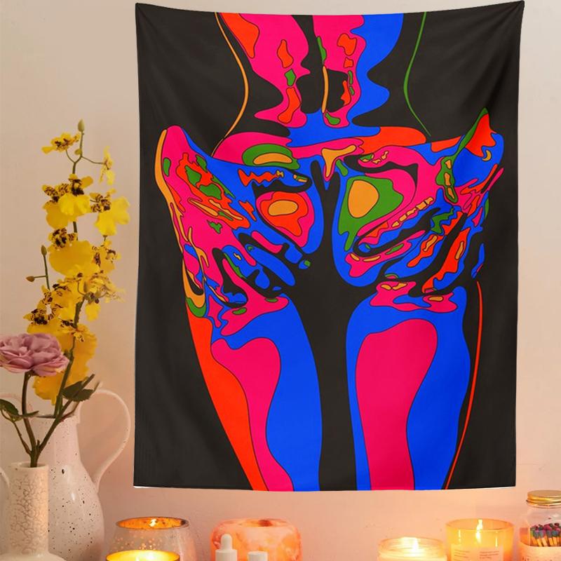 Psychedelic Tapestry Wall Hanging Beautiful Wall Covering Tapestry Decor Living Room Bedroom Bohemian INS Print