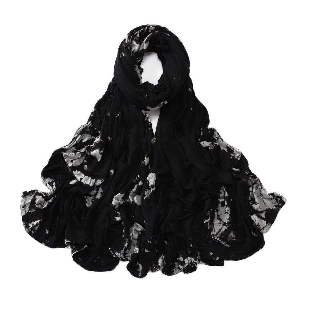Plain Abstract Painting Modal Jersey Hijab Scarf Cotton Polyester Wrap Elastic Shawls Pashmina Foulards Ramadan Muslim Snood New