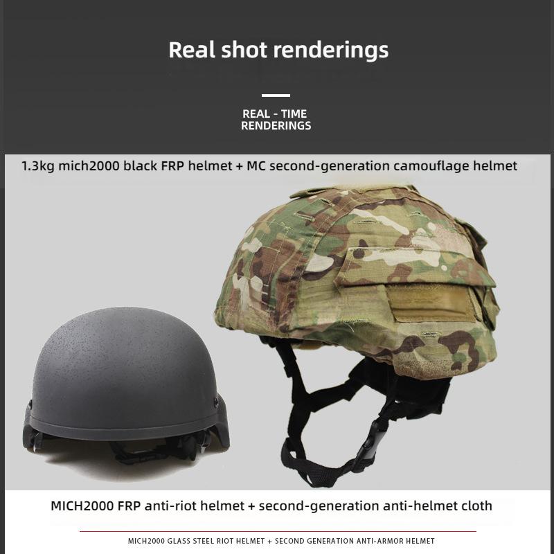 MICH2000 Tactical Helmet with 2nd Gen Cover, 1.3KG Fiberglass, Anti-Riot & Anti-Impact, 57-60CM for Security