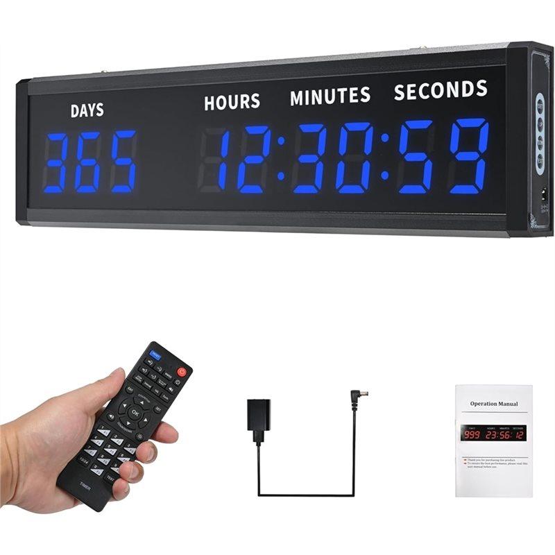 Large Digital Timer Count Up Count Down, 999 Days Countdown Multi-Function Remote Control 12/24 Hour Real Time Clock