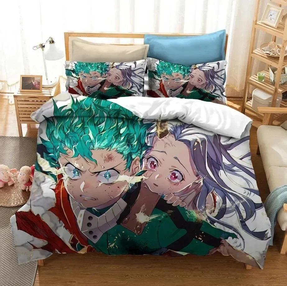 Anime 3D-tryck My Hero Academia Shoto Todoroki Sängkläder Påslakan Sängset Täcke Örngott Täcke King Queen Size