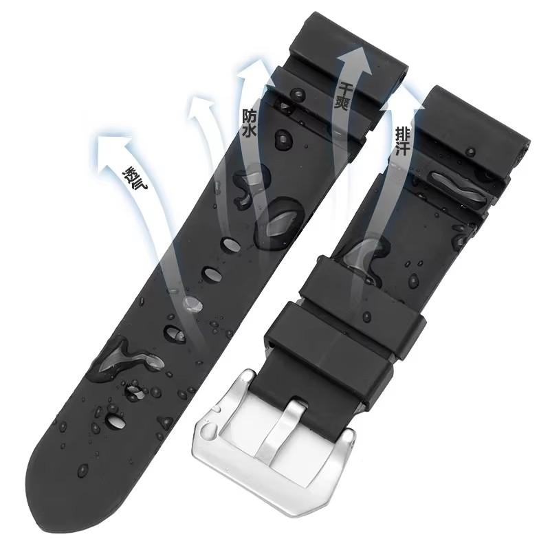 Soft Silicone Rubber Watch Band For Panerai SUBMERSIBLE PAM 441 359 Series 22mm 24mm Men's Watch Strap Orange Watch Accessories