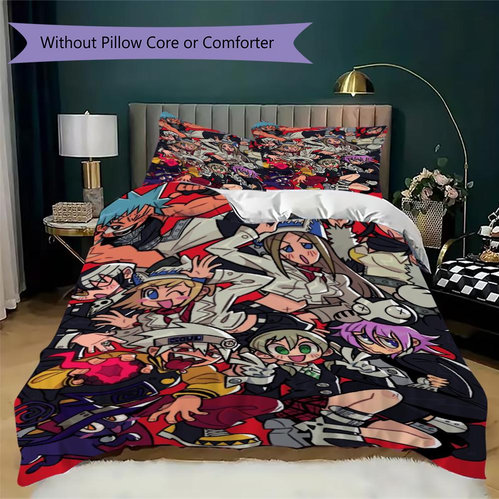 Soul Eater Pattern Bedding uilt Set uilt Cover Pillowcase Home Decoration Birthday Gift (1 * duvet cover + 2 * pillowcase without core)172