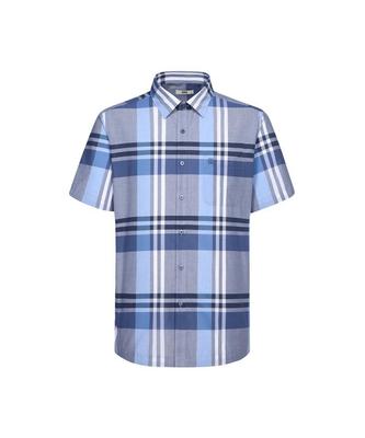 Dagseusyeocheu Cotton Blend Large Check Short Sleeve Shirt Regular Fit Navy_Dls2Shcs132N1