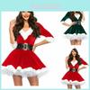 Festliches Weihnachtsmannkostüm für Damen und Mädchen mit weichem Samt und Kunstpelzbesatz