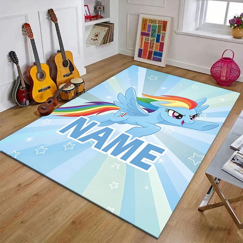 Custom My Little Pony Mat Personalized Name, Polyester Washable Indoor Entryway Rug, Gift for Christmas, Easter, Thanksgiving Day