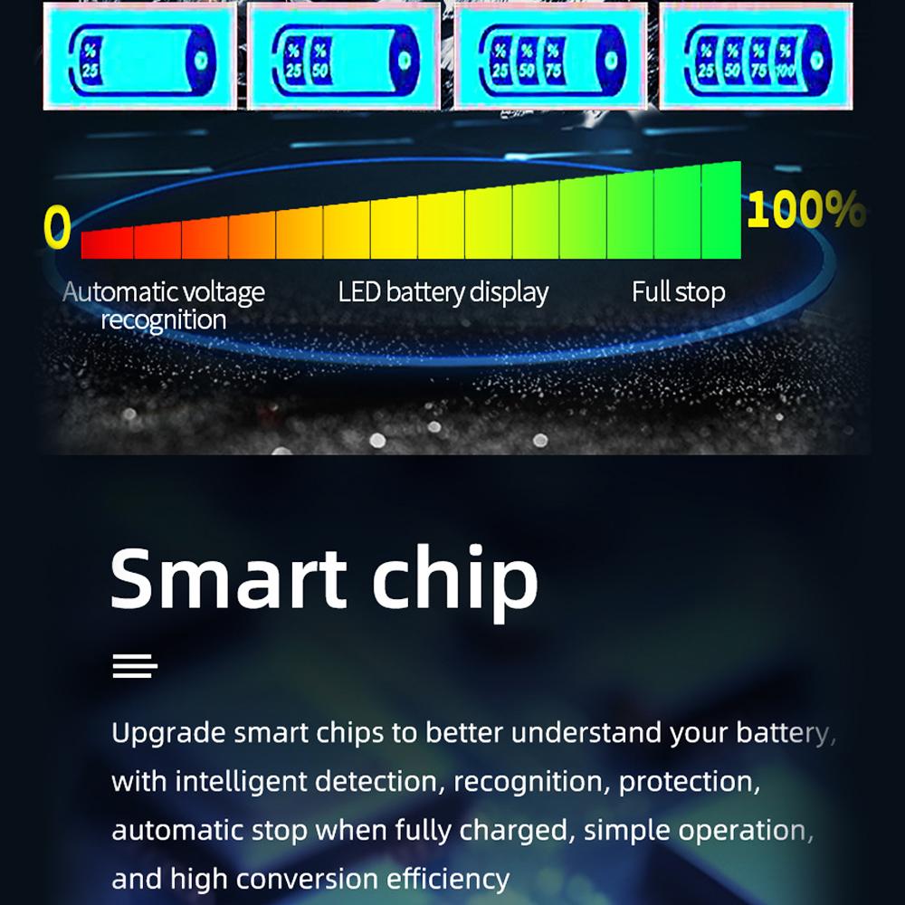 Digital LCD Display Intelligent Pulse  Fast Power Charging 12V / 24V Auto Pulse Repair Handheld Car Motorcycl Battery Charger