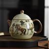 Ru kiln yellow exquisite teapot cover bowl single pot high-end tea brewer household ceramic teapot tea set Xishi pot series