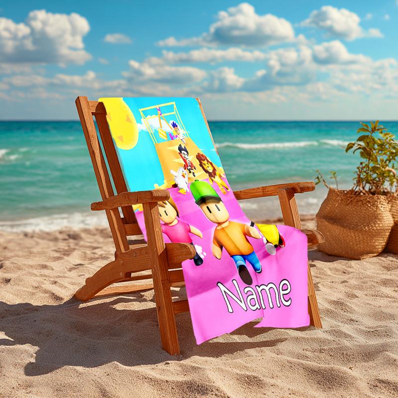 Personalized Customized Proof Beach Towel with Stumble Guys Pattern - Soft, Absorbent,quick-drying,perfect Swimming,camping&bathing