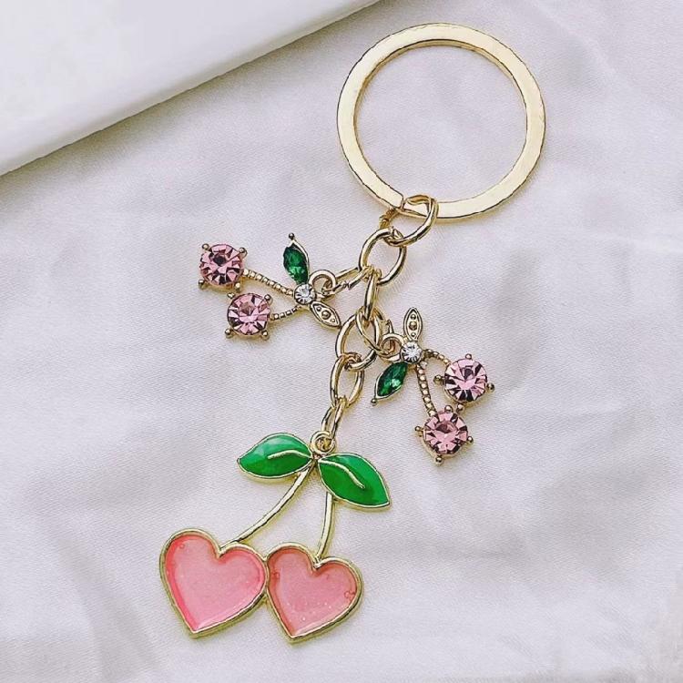 Fashion Fruit Heart Keyring Alloy Bag Charm Pendant Keychain Accessories for Ladies Purses Decoration Key Holder